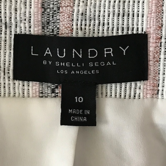 LAUNDRY By Shelli Segal Cropped Open Front Tweed Striped Blazer Jacket Size 10 - Picture 11 of 16